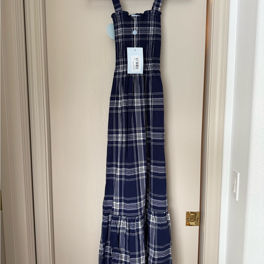 Hill house home anjuli dress xxs navy plaid nwt